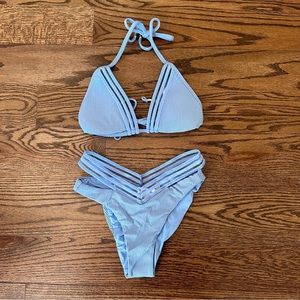 Isabella Rose Queensland Chambray Ribbed Bikini Set, size M, NWT